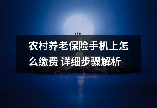 农村养老保险手机上怎么缴费 详细步骤解析