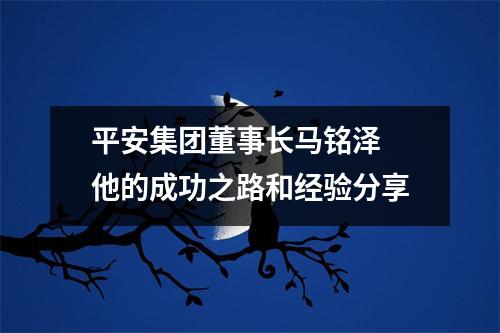 平安集团董事长马铭泽 他的成功之路和经验分享