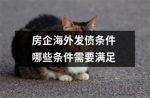 房企海外发债条件 哪些条件需要满足 