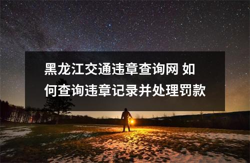 黑龙江交通违章查询网 如何查询违章记录并处理罚款