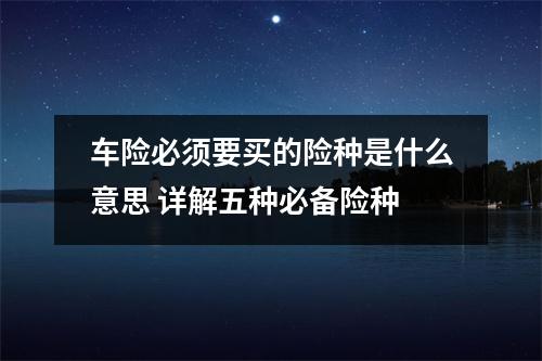 车险必须要买的险种是什么意思 详解五种必备险种