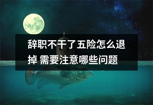 辞职不干了五险怎么退掉 需要注意哪些问题