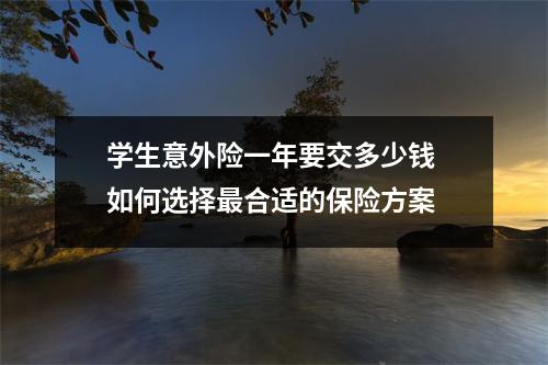 学生意外险一年要交多少钱 如何选择最合适的保险方案