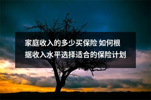 家庭收入的多少买保险 如何根据收入水平选择适合的保险计划