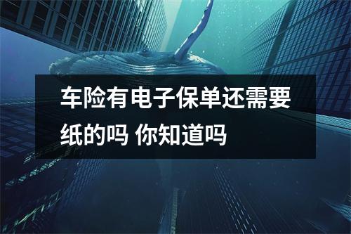 车险有电子保单还需要纸的吗 你知道吗 