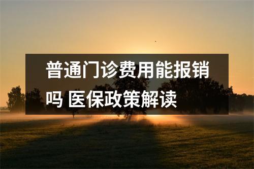 普通门诊费用能报销吗 医保政策解读