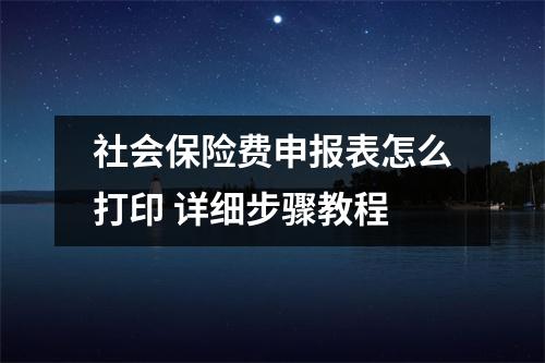 社会保险费申报表怎么打印 详细步骤教程