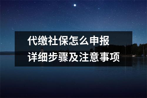 代缴社保怎么申报 详细步骤及注意事项