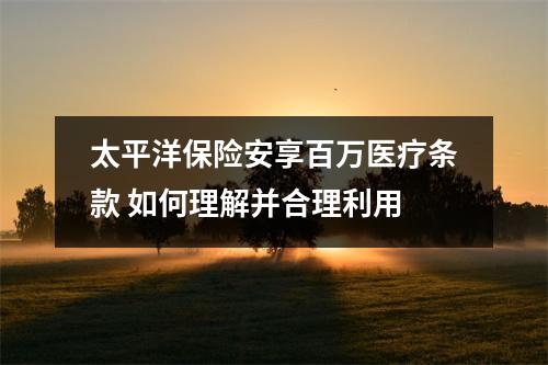太平洋保险安享百万医疗条款 如何理解并合理利用