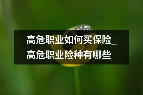 高危职业如何买保险_高危职业险种有哪些