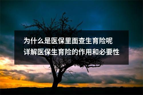 为什么是医保里面查生育险呢 详解医保生育险的作用和必要性