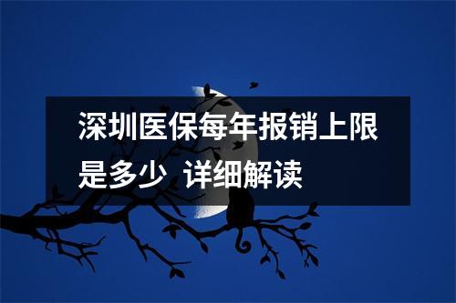 深圳医保每年报销上限是多少  详细解读
