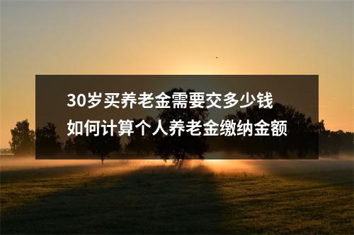 30岁买养老金需要交多少钱 如何计算个人养老金缴纳金额