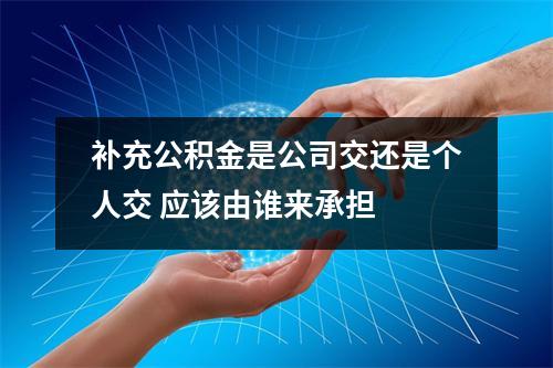 补充公积金是公司交还是个人交 应该由谁来承担 