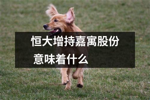 恒大增持嘉寓股份 意味着什么