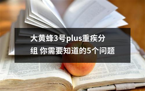大黄蜂3号plus重疾分组 你需要知道的5个问题