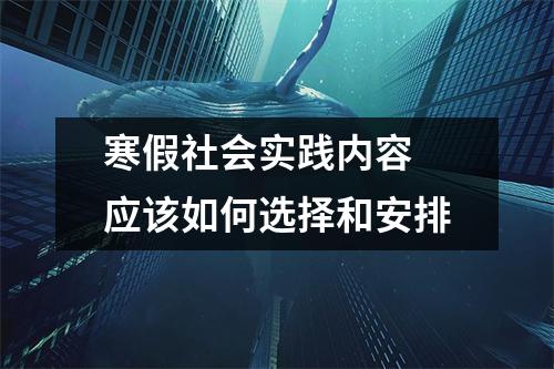 寒假社会实践内容 应该如何选择和安排
