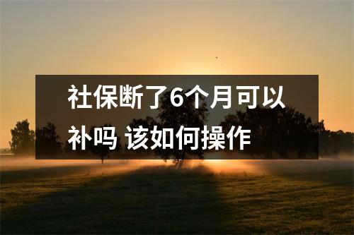 社保断了6个月可以补吗 该如何操作