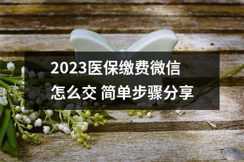 2023医保缴费微信怎么交 简单步骤分享