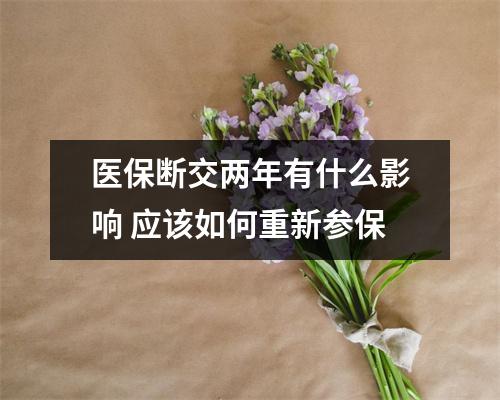 医保断交两年有什么影响 应该如何重新参保