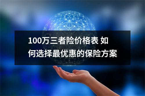 100万三者险价格表 如何选择最优惠的保险方案