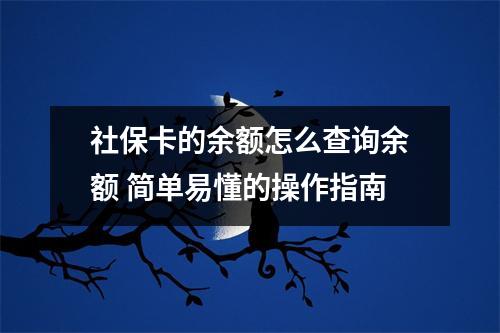 社保卡的余额怎么查询余额 简单易懂的操作指南