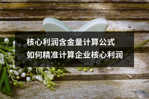 核心利润含金量计算公式 如何精准计算企业核心利润