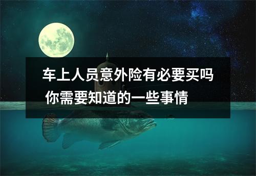 车上人员意外险有必要买吗 你需要知道的一些事情