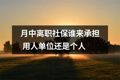 月中离职社保谁来承担 用人单位还是个人