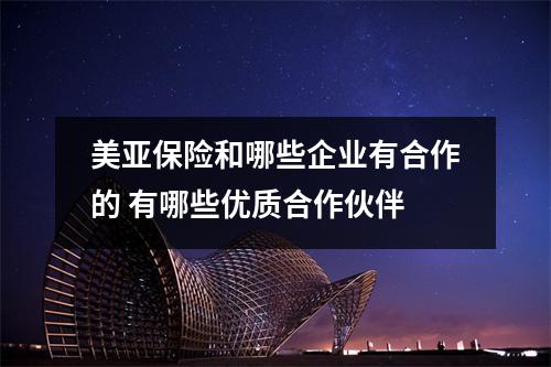 美亚保险和哪些企业有合作的 有哪些优质合作伙伴