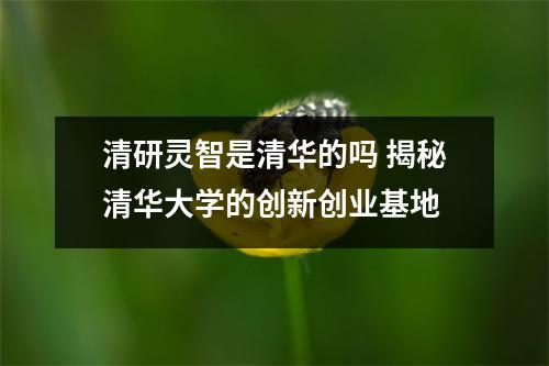 清研灵智是清华的吗 揭秘清华大学的创新创业基地