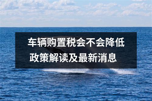 车辆购置税会不会降低 政策解读及最新消息