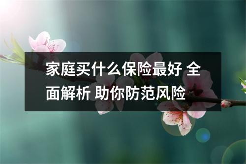 家庭买什么保险最好 全面解析 助你防范风险