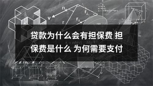 贷款为什么会有担保费 担保费是什么 为何需要支付