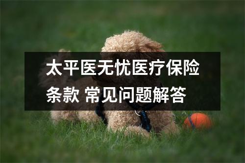 太平医无忧医疗保险条款 常见问题解答