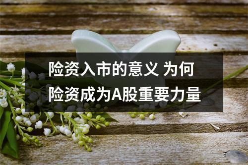 险资入市的意义 为何险资成为A股重要力量