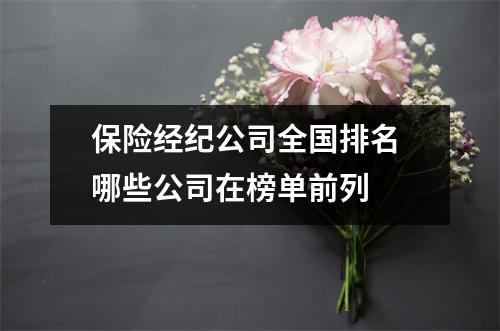 保险经纪公司全国排名 哪些公司在榜单前列 