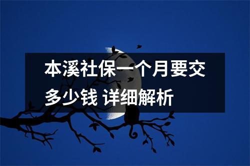 本溪社保一个月要交多少钱 详细解析