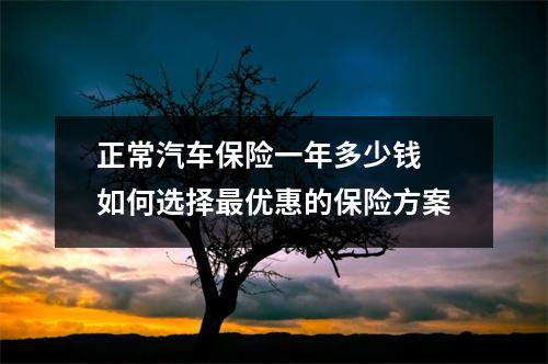 正常汽车保险一年多少钱 如何选择最优惠的保险方案