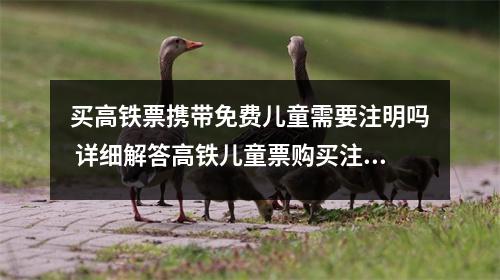 买高铁票携带免费儿童需要注明吗 详细解答高铁儿童票购买注意事项