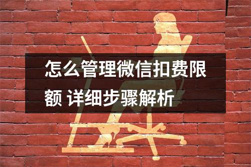 怎么管理微信扣费限额 详细步骤解析