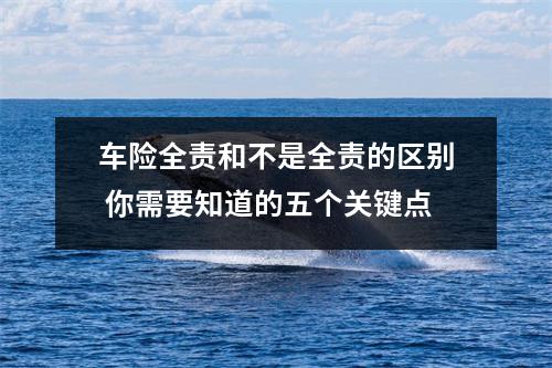 车险全责和不是全责的区别 你需要知道的五个关键点