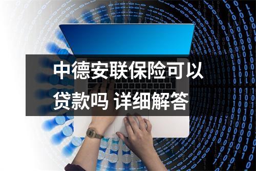 中德安联保险可以贷款吗 详细解答