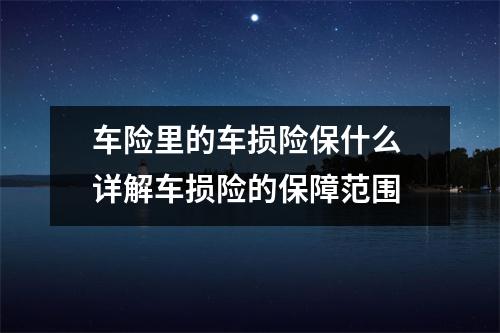 车险里的车损险保什么 详解车损险的保障范围