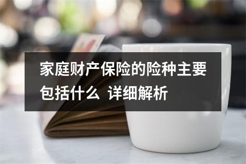 家庭财产保险的险种主要包括什么  详细解析