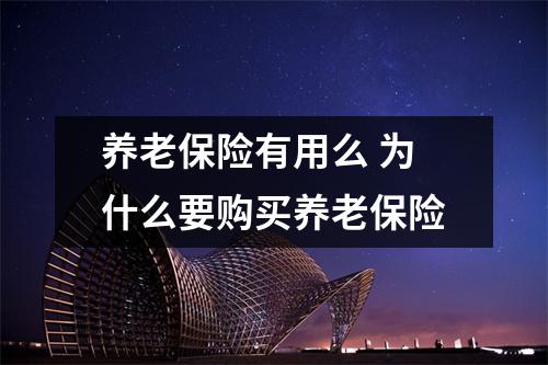 养老保险有用么 为什么要购买养老保险