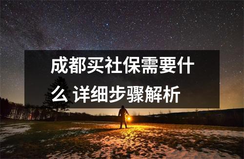 成都买社保需要什么 详细步骤解析