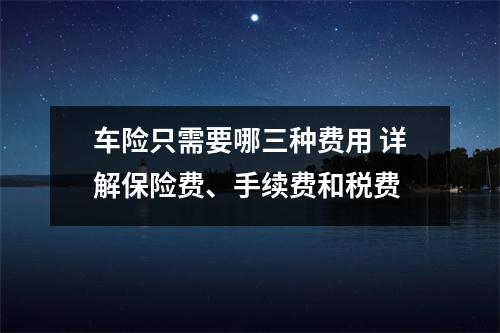 车险只需要哪三种费用 详解保险费、手续费和税费