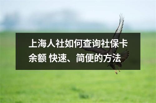 上海人社如何查询社保卡余额 快速、简便的方法