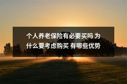 个人养老保险有必要买吗 为什么要考虑购买 有哪些优势